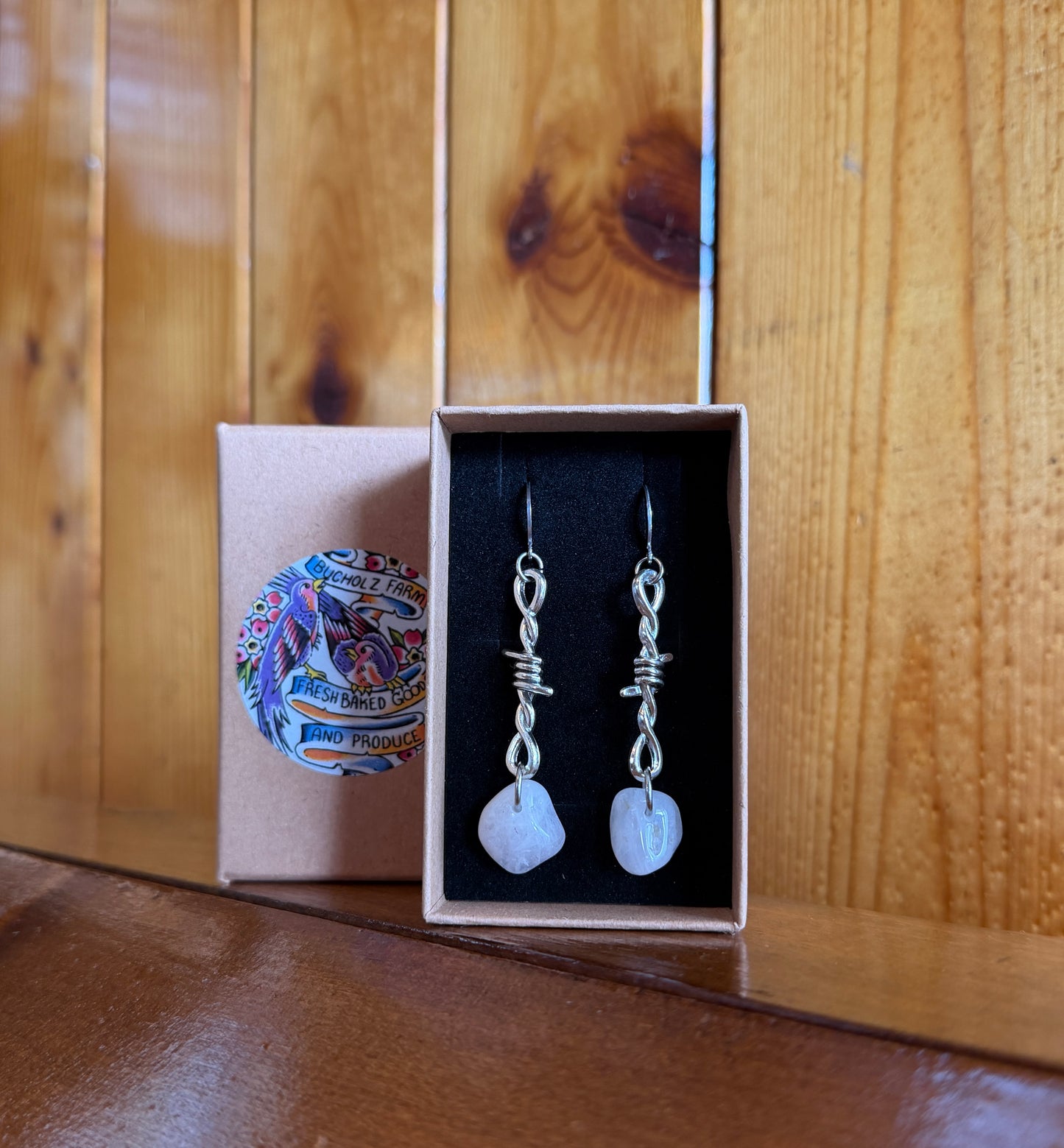 Milky Quartz Barbed Wire Earrings