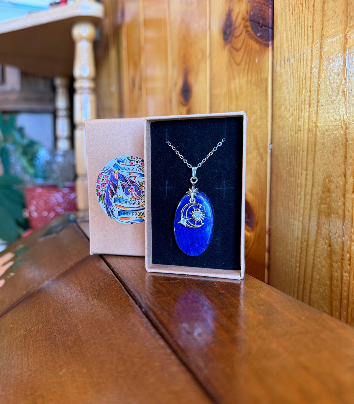 Lapis Lazuli with Star & Crescent Moon Necklace
