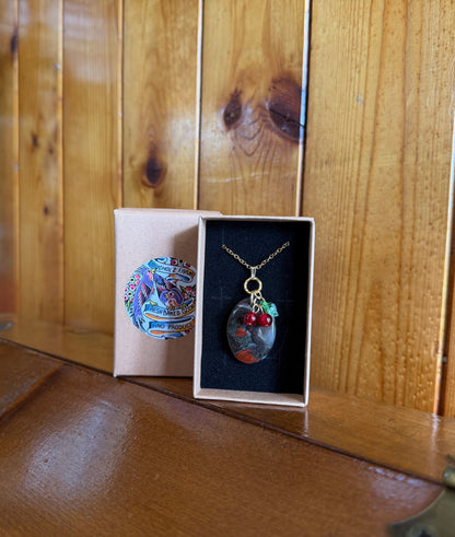 Bloodstone & Cherries Necklace