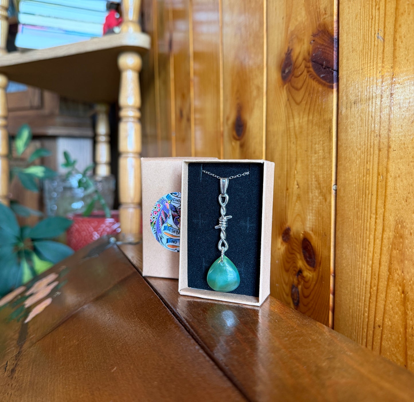 Prehnite Barbed Wire Necklace