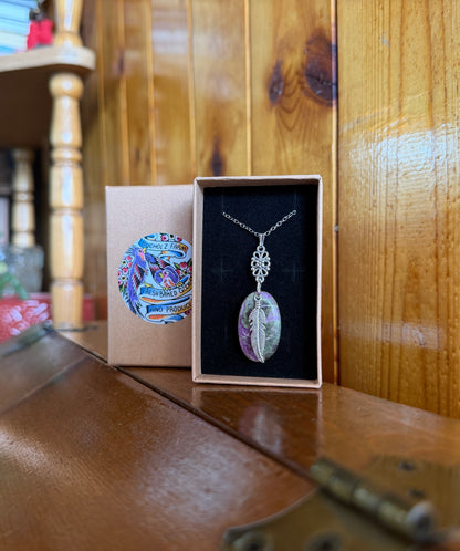 Stichtite & Feather Drop Necklace