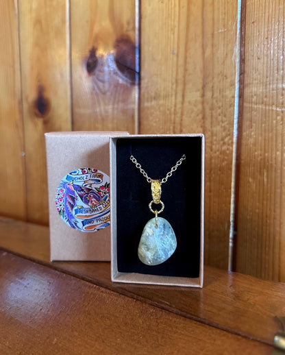 Prehnite Cabochon Healing Necklace