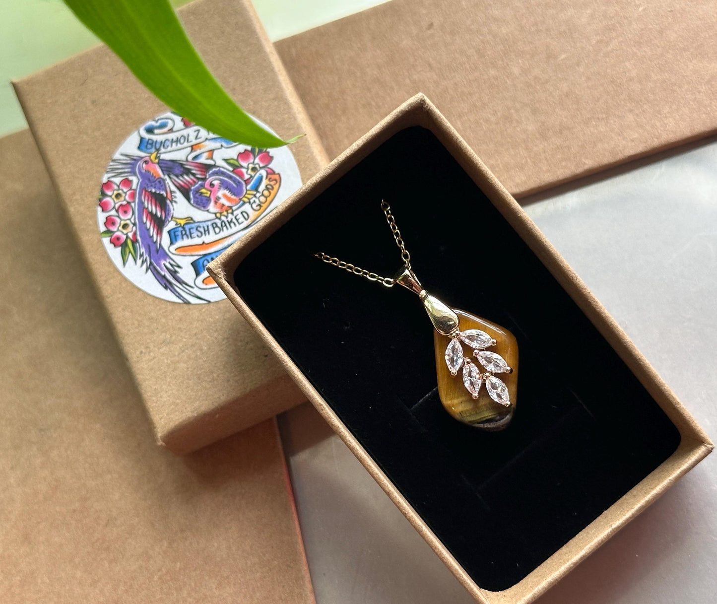 Tigers Eye Leaf Necklace