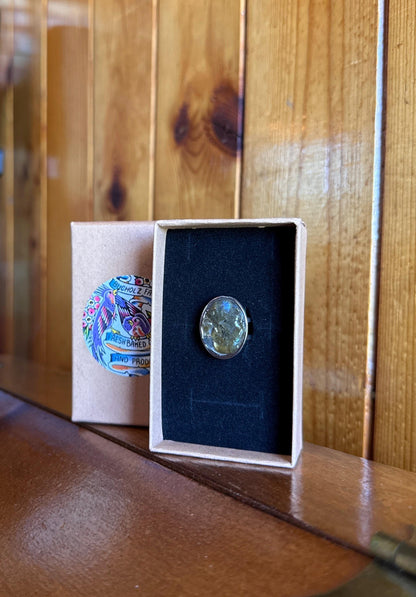 Labradorite Stainless Steel Adjustable Ring