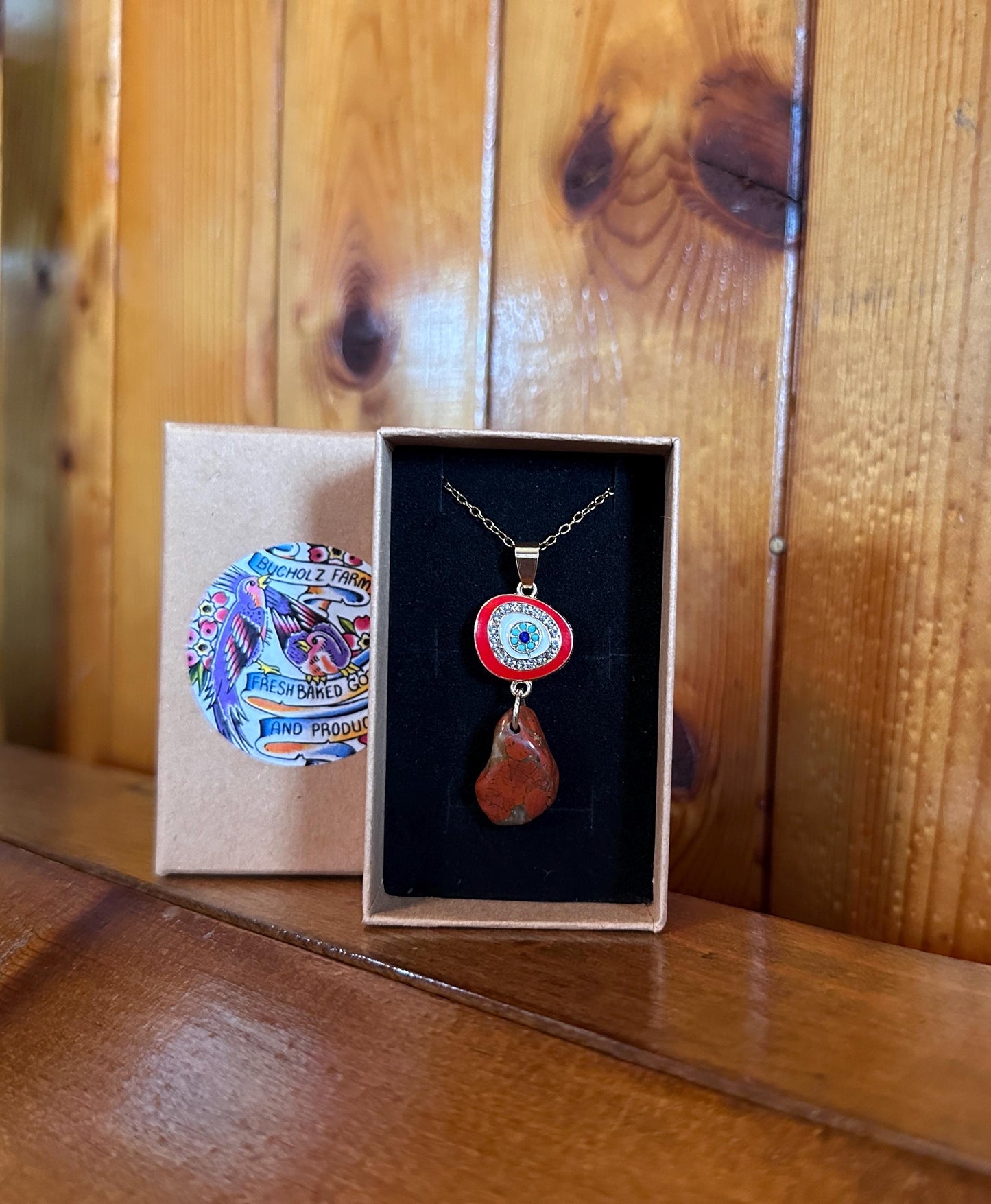 Red Brecciated Jasper & Evil Eye Necklace