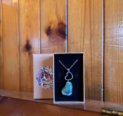 Light Green Nephrite Jade & Heart Necklace