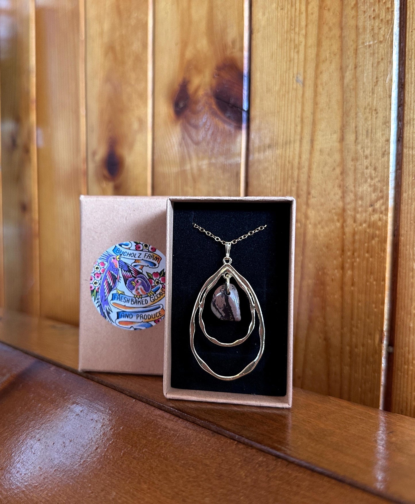 Nguni (Zebra) Jasper Double Teardrop Necklace