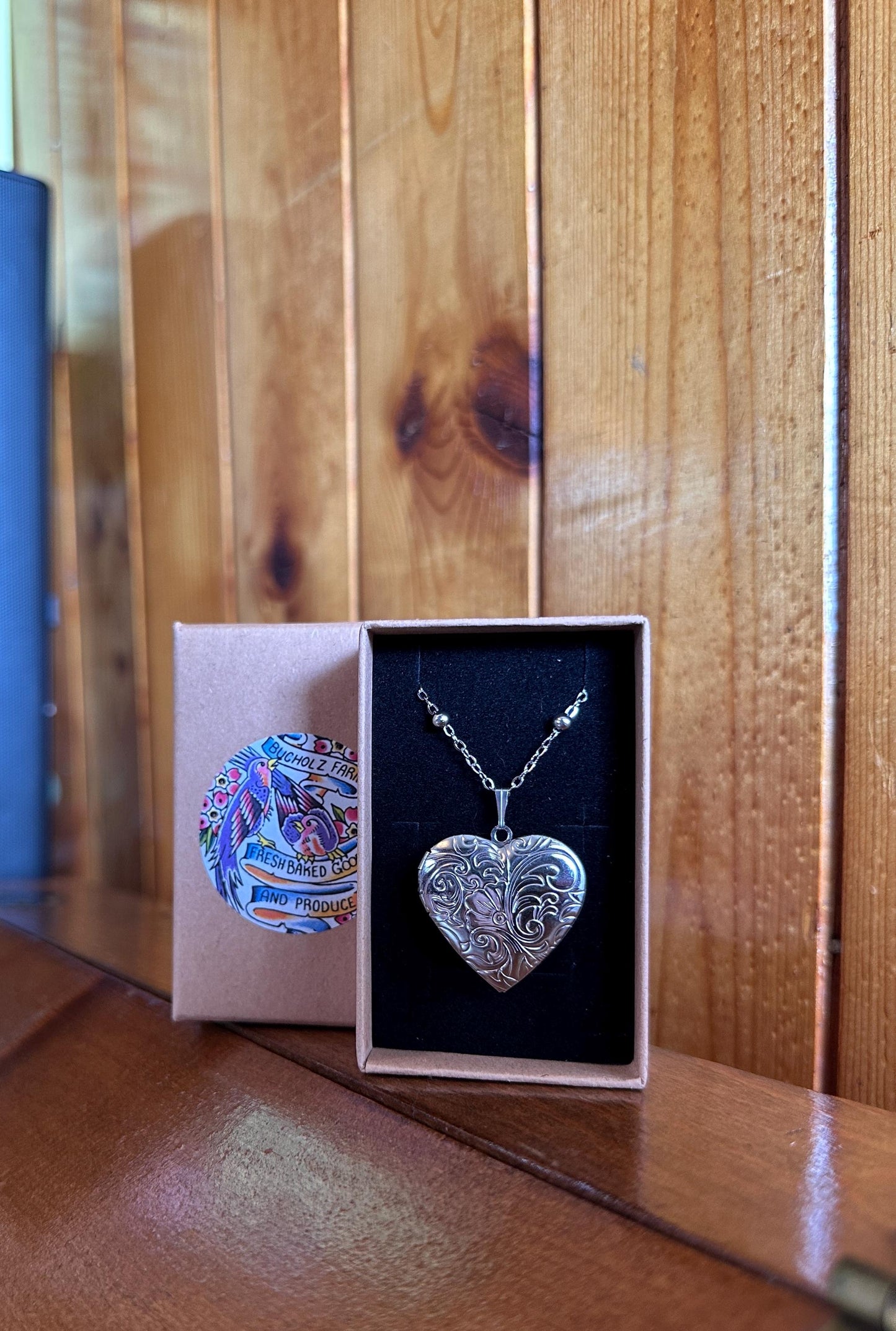 Pink Tourmaline Encased in Floral Heart Locket