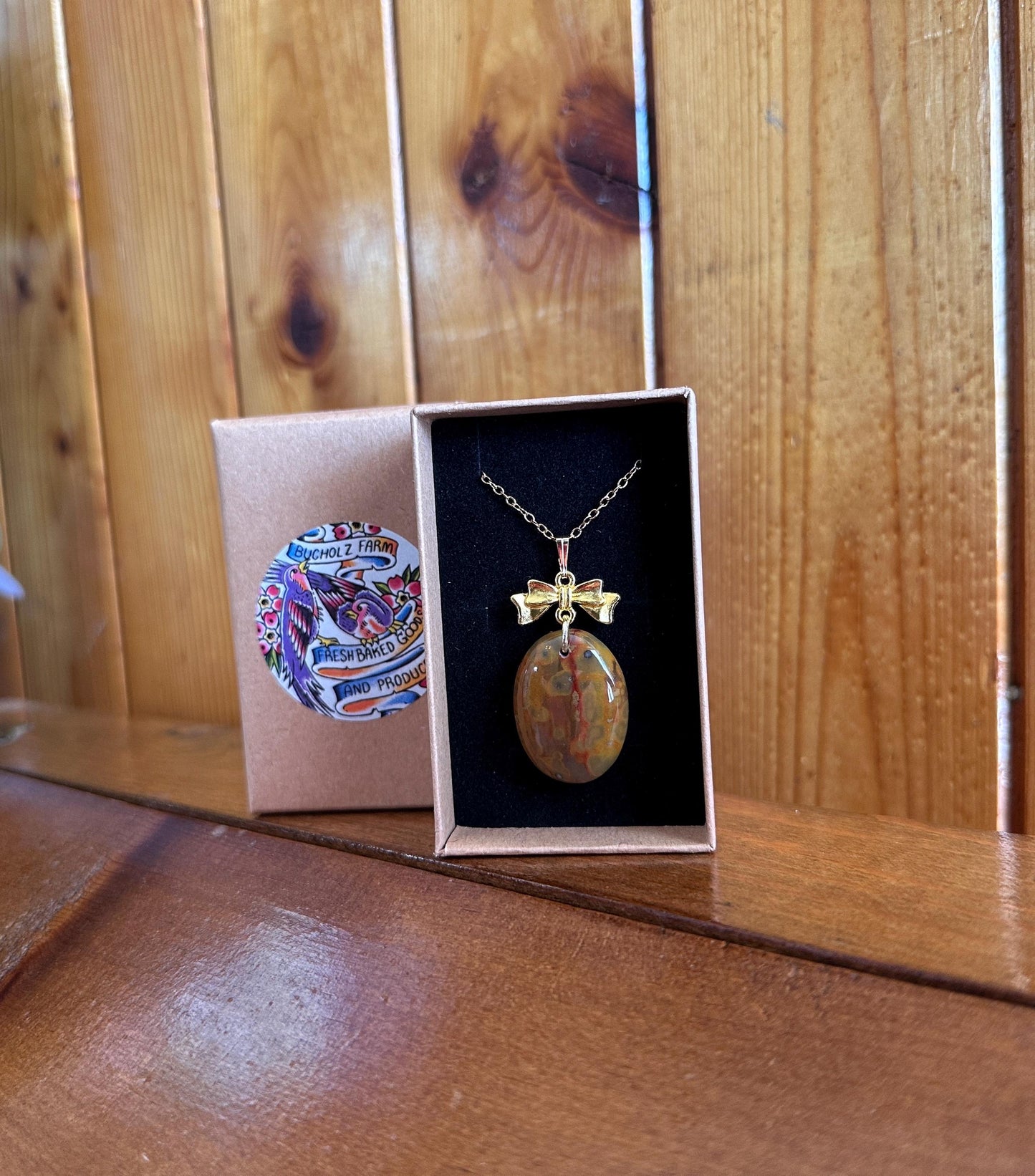 Lavic Jasper Nurturing Bow Necklace