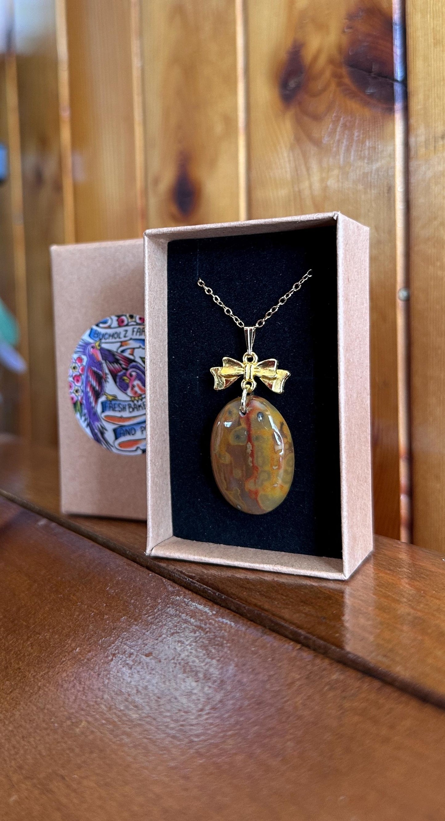 Lavic Jasper Nurturing Bow Necklace