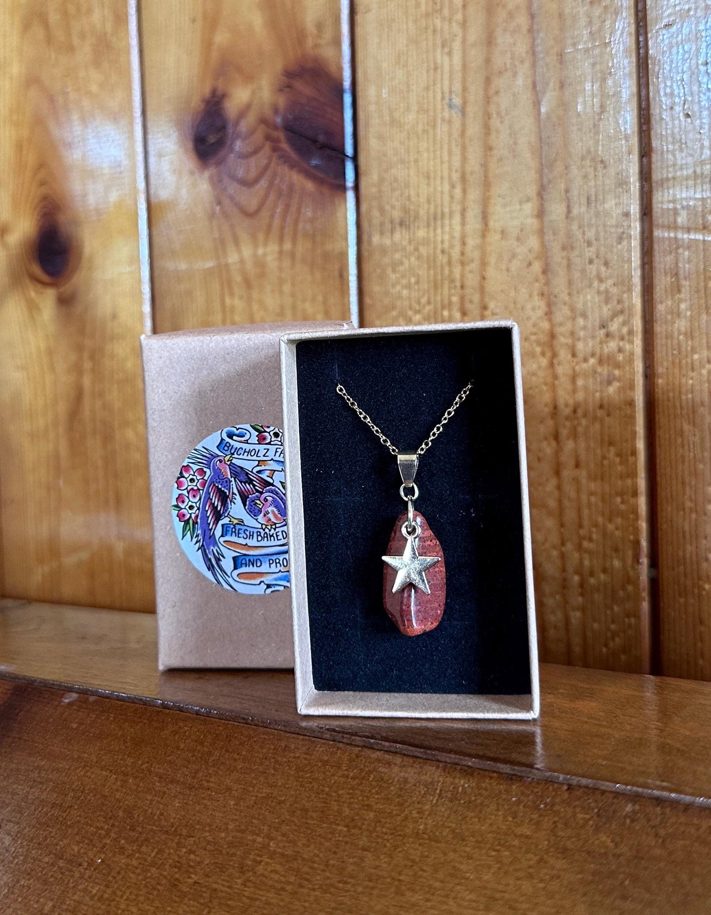 Red Jasper Golden Star Necklace