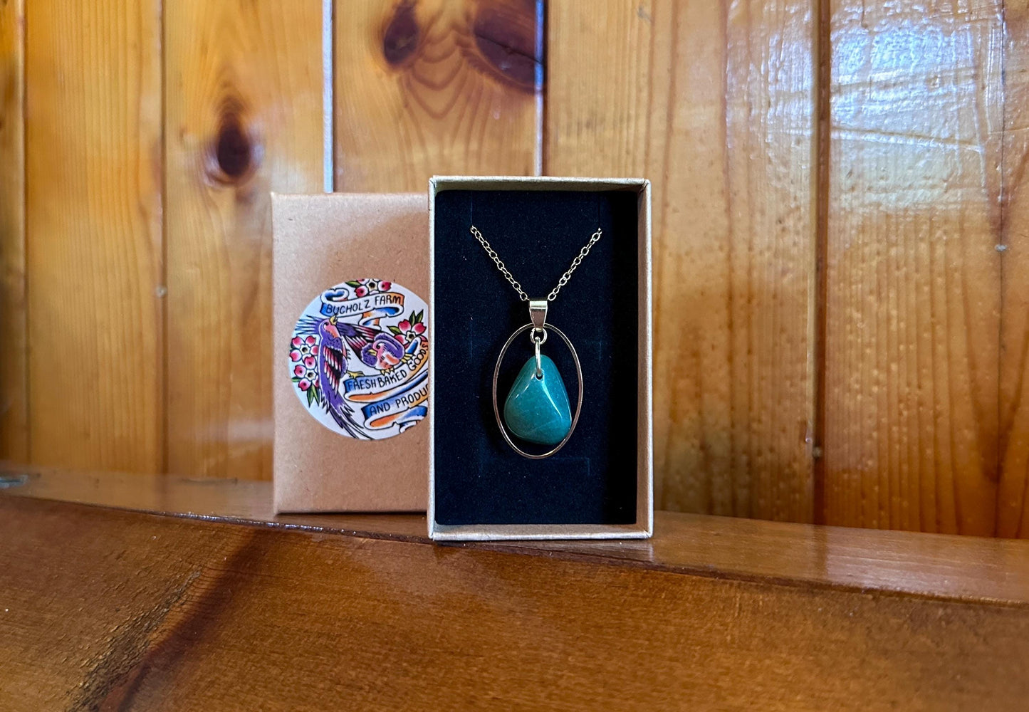 Green Aventurine Oval Framed Necklace