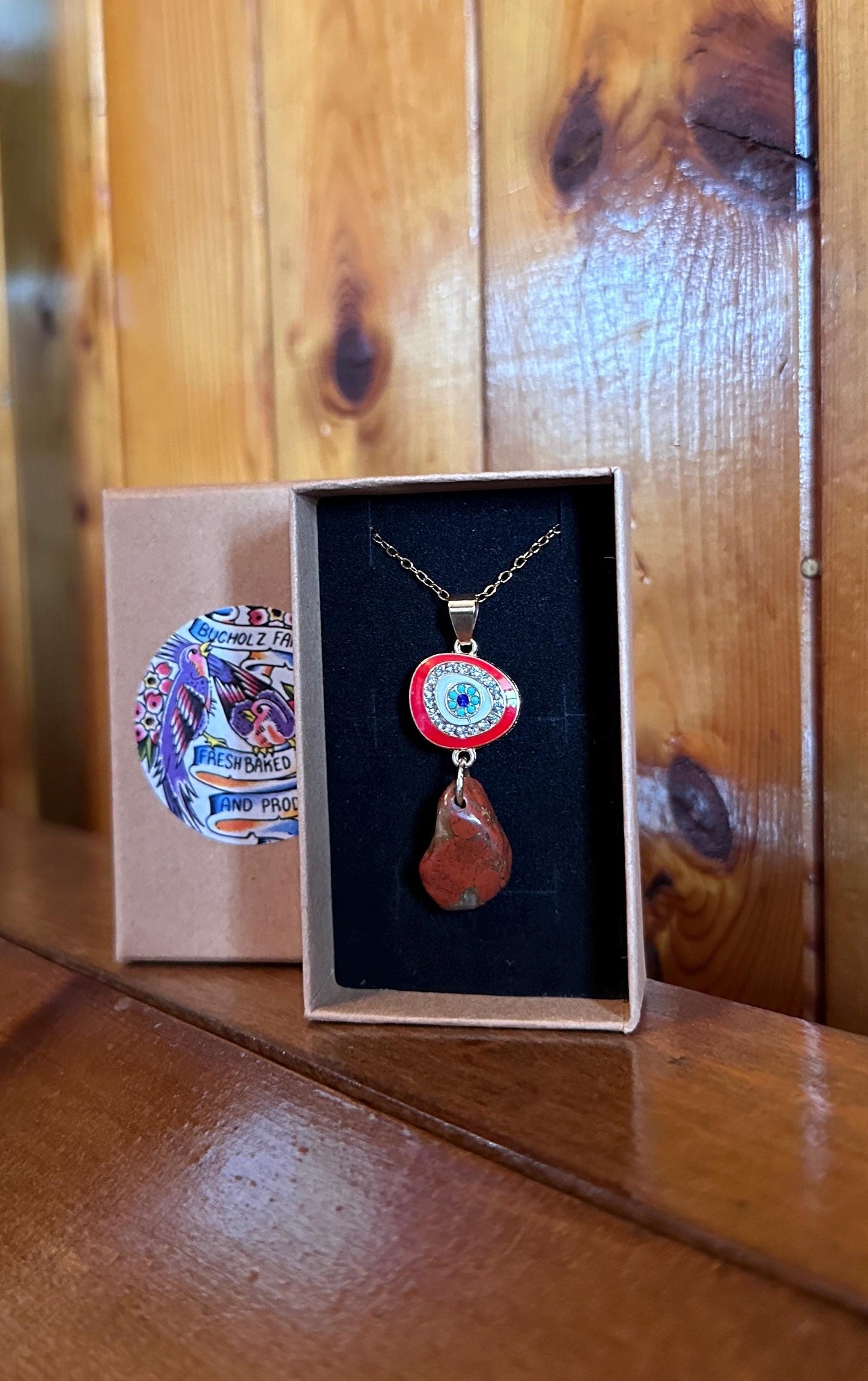 Red Brecciated Jasper & Evil Eye Necklace