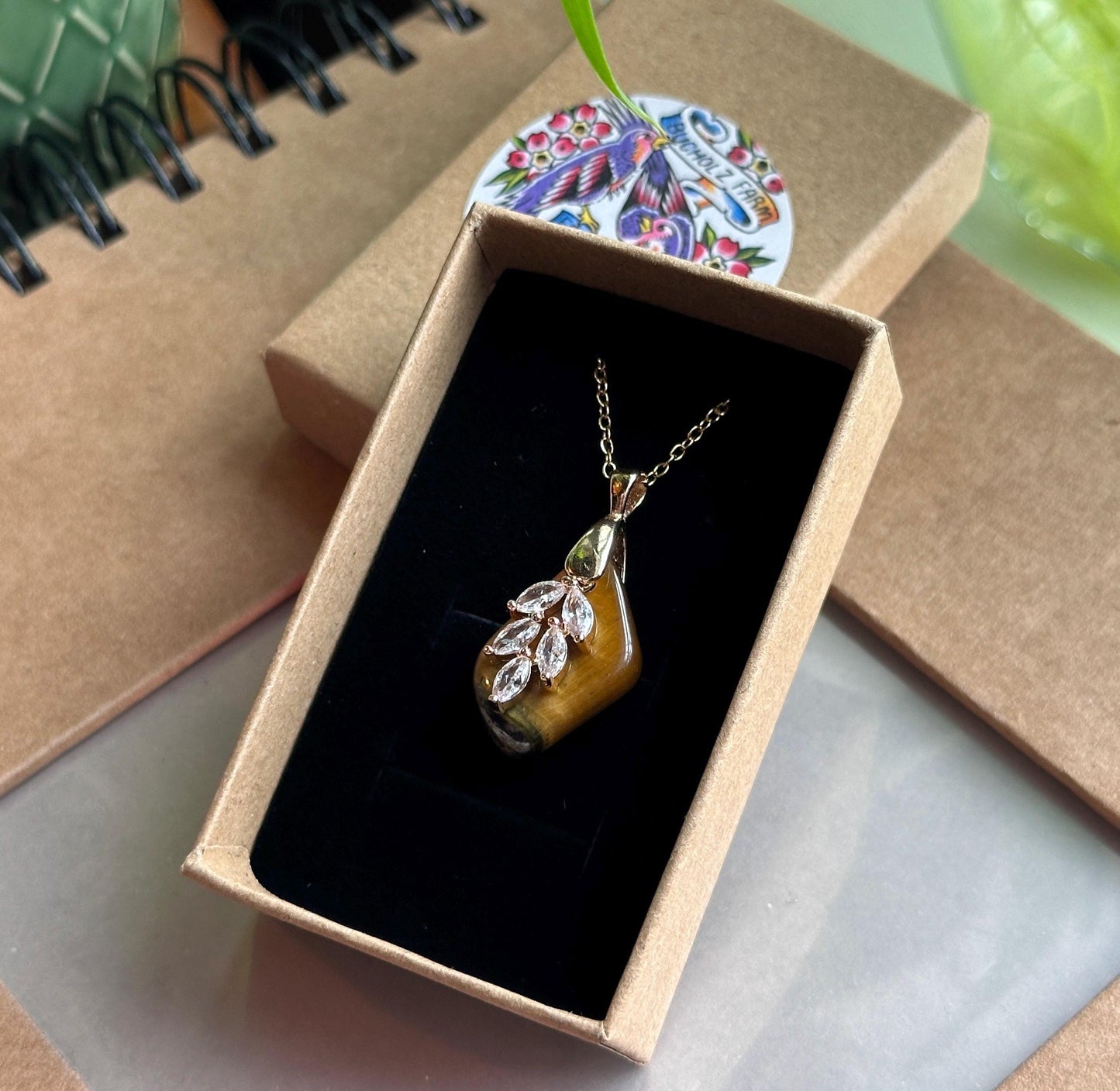 Tigers Eye Leaf Necklace