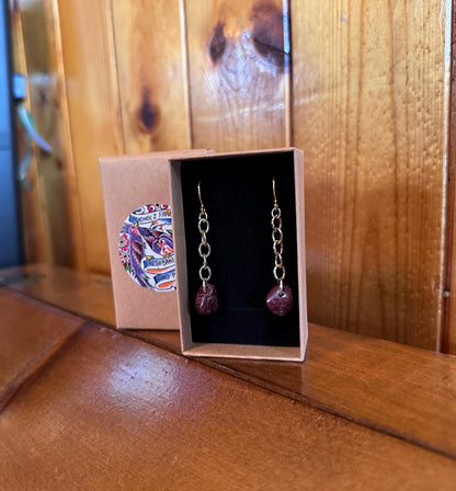 Red Wine Quartz Chained Lightweight Earrings
