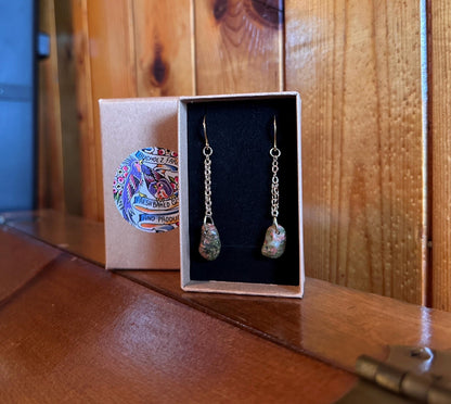 Unakite Gold Chained Earrings