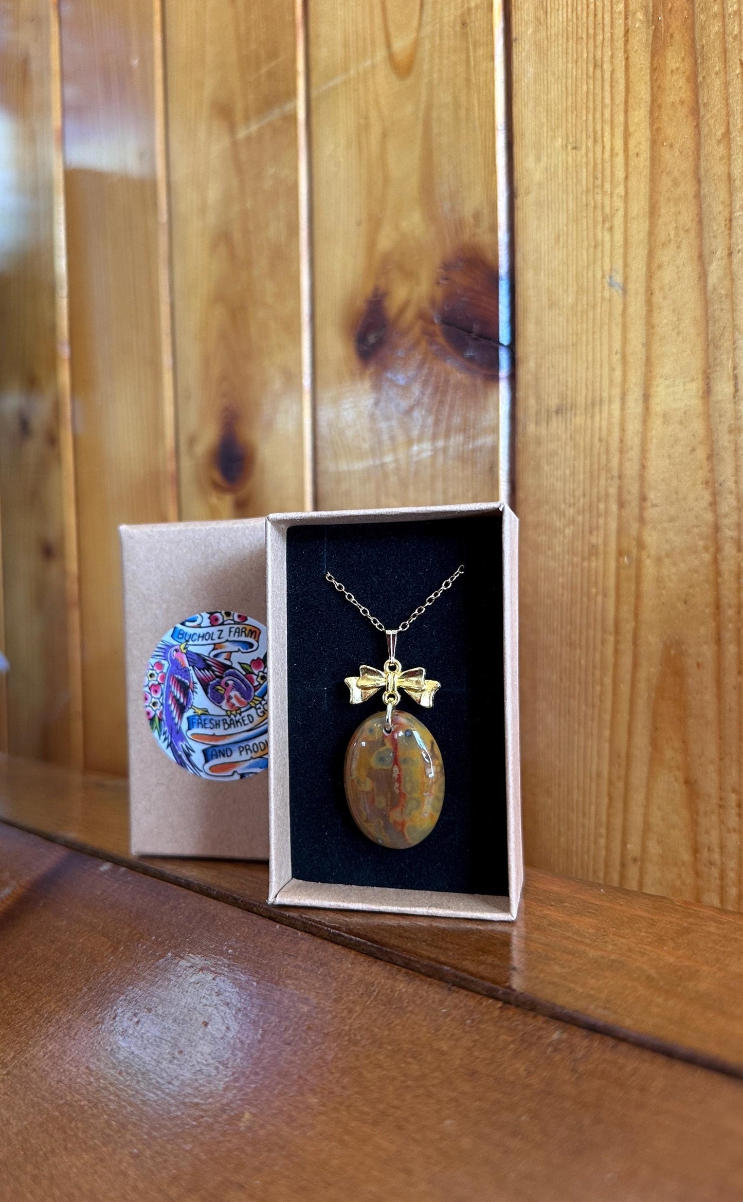 Lavic Jasper Nurturing Bow Necklace