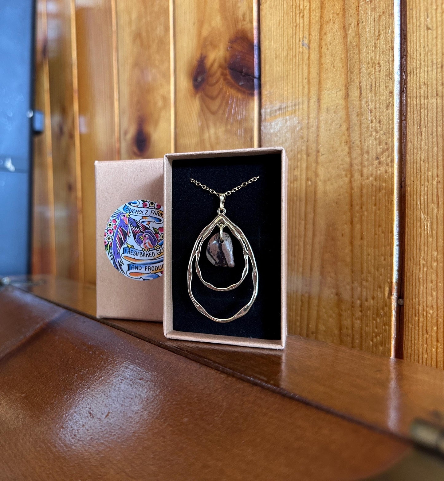 Nguni (Zebra) Jasper Double Teardrop Necklace