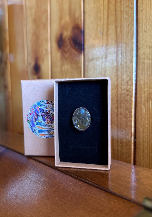 Labradorite Stainless Steel Adjustable Ring