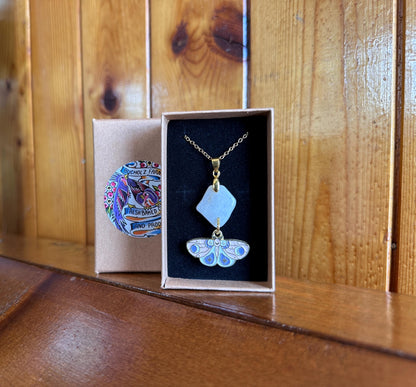 Milky Quartz & Lunar Moth Necklace