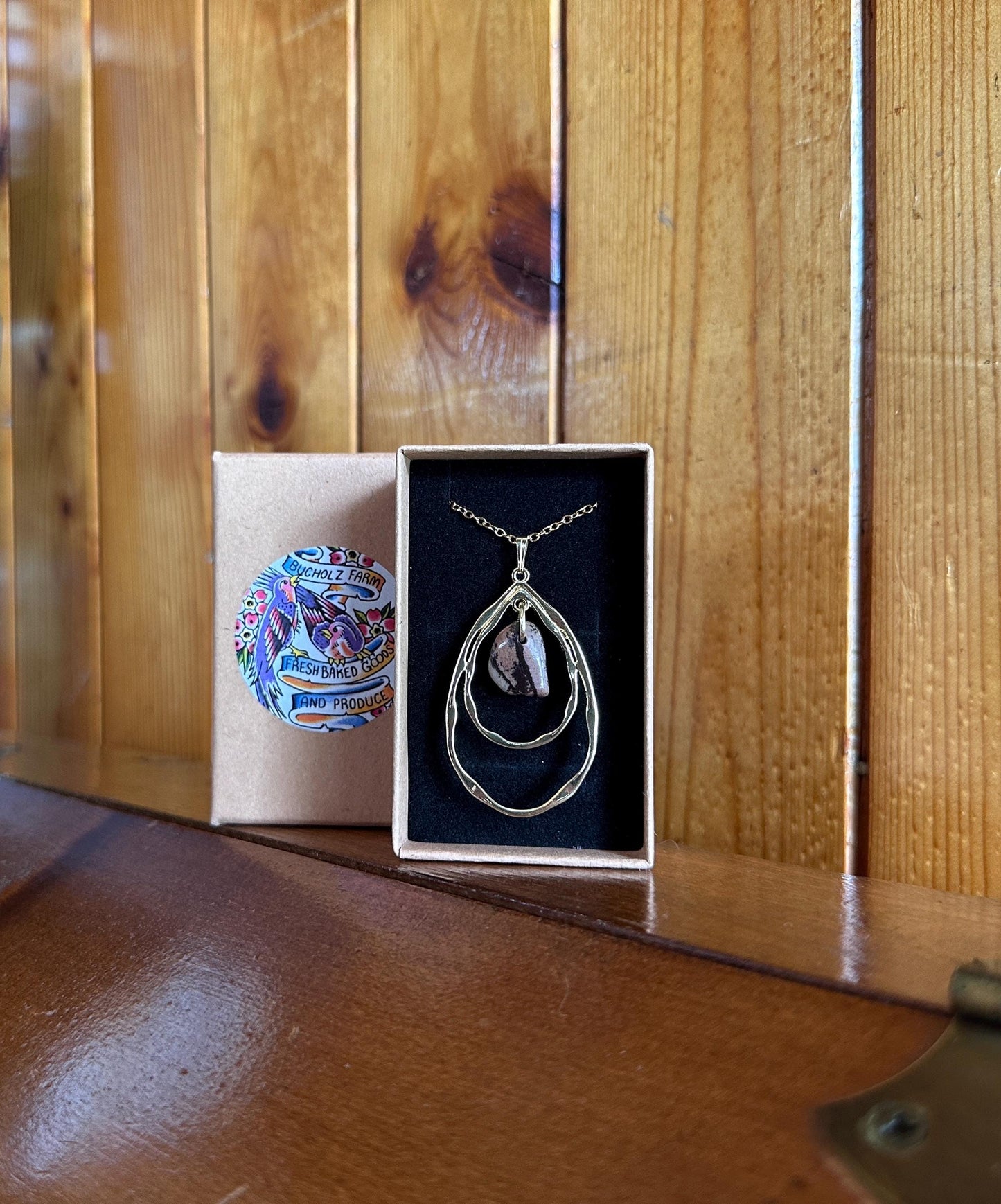Nguni (Zebra) Jasper Double Teardrop Necklace