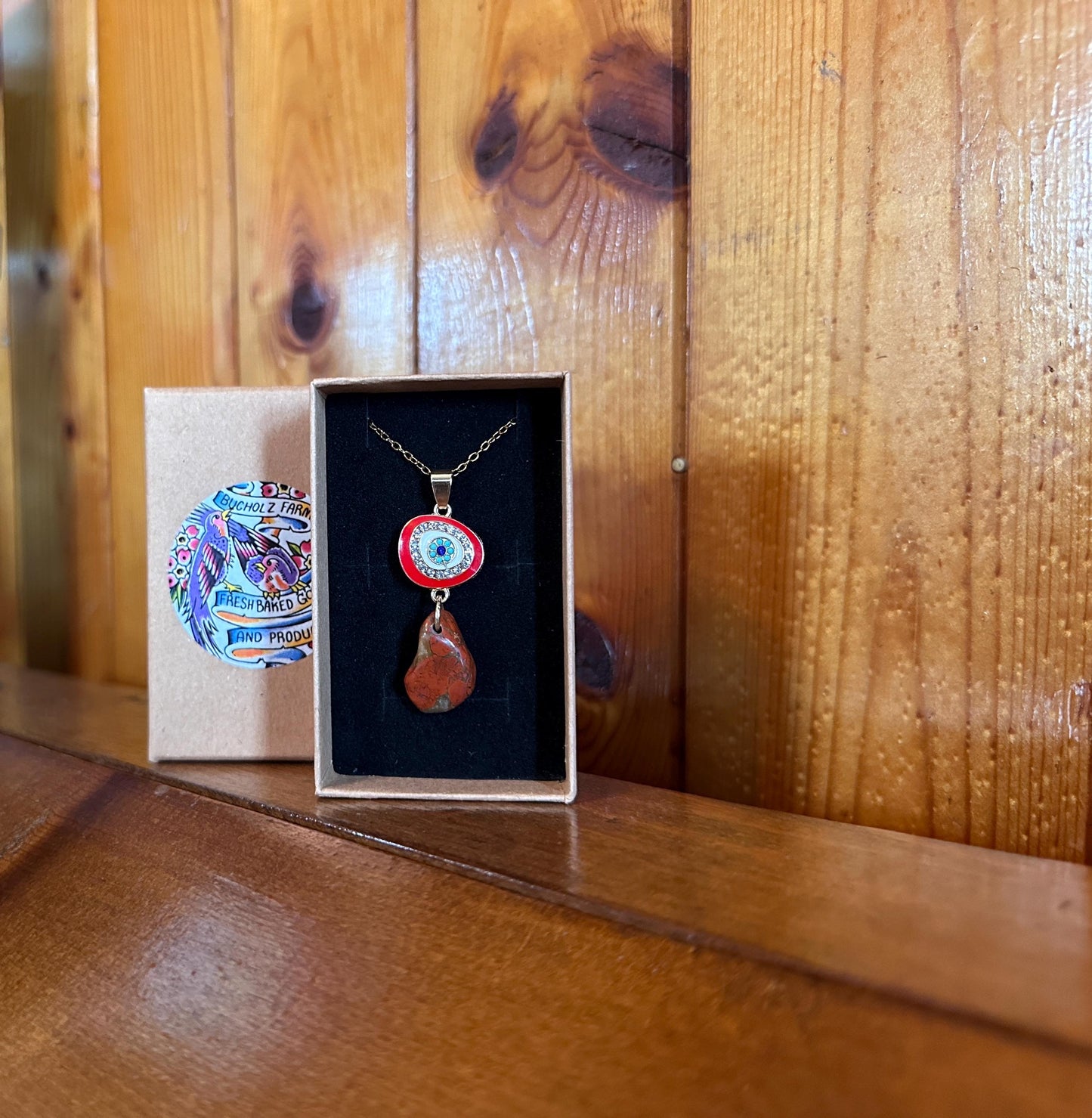 Red Brecciated Jasper & Evil Eye Necklace