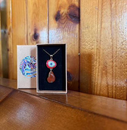 Red Brecciated Jasper & Evil Eye Necklace
