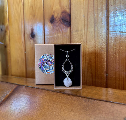 Rose Quartz Silver Frame Necklace