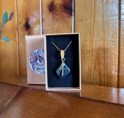 Blue Ocean Jasper & Cross Inner Peace Necklace