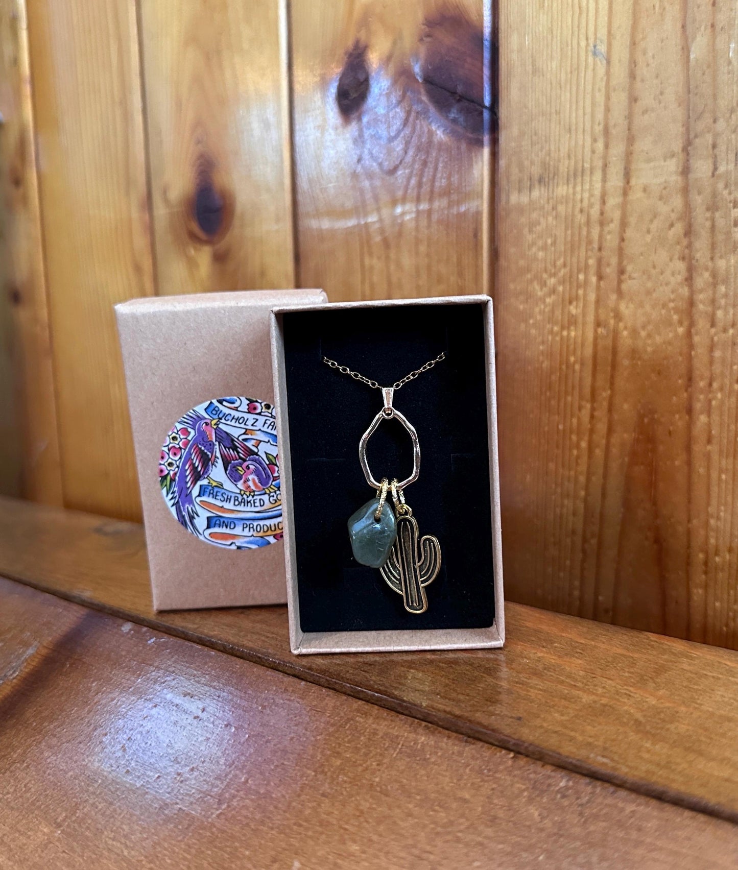Green Nephrite Jade & Cactus Necklace